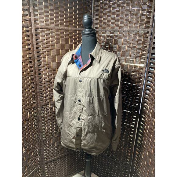 The North Face Men's MEDIUM Nylon/Flannel Lined Button Front Jacket Pre-Owned